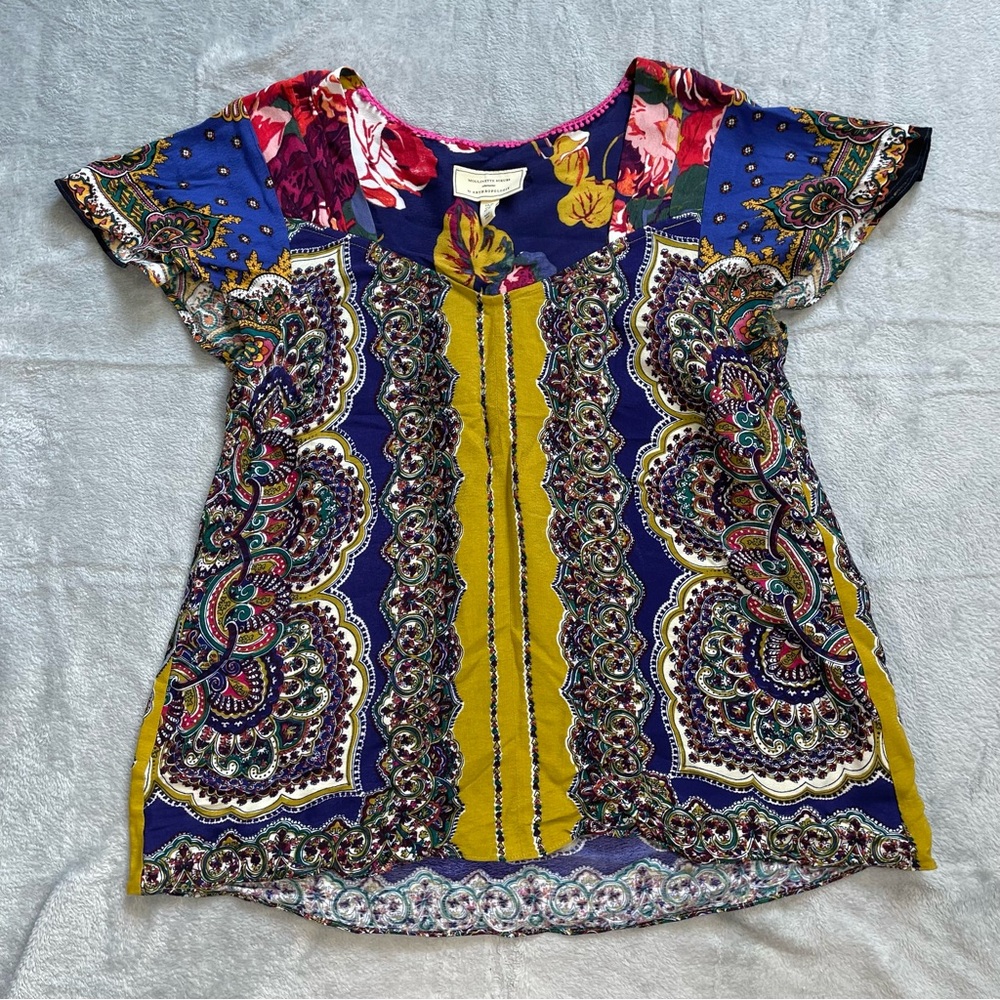 Moulinette Soeurs Blouse 4 Womens Teresita Multicolor Pattern Top‎ Anthropologie